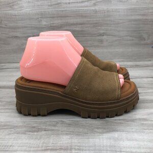Zodiak Sandals Womens 7 Halle Brown Suede Slip On Chunky Shoes